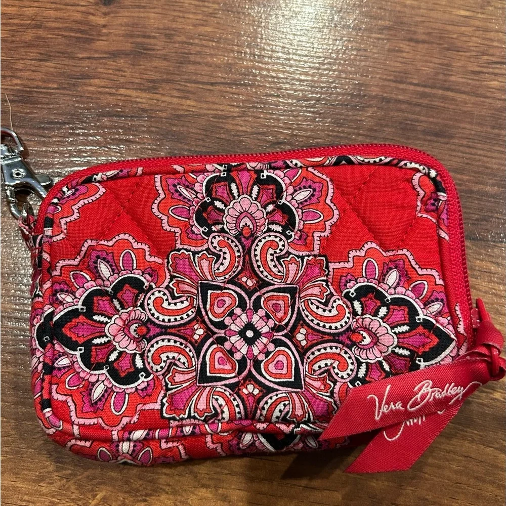 Vera Bradley Shoulder Bag Purse Frankly Scarlett Red Paisley Wallet Matching Set